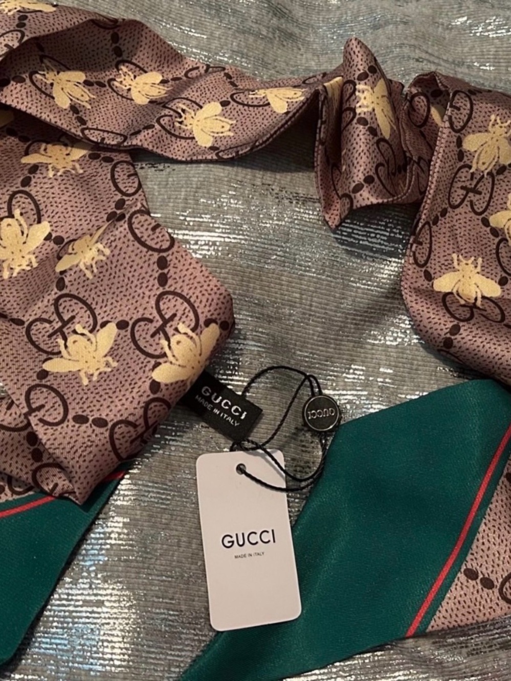 Women’s Printed 100% Silk Scarf Twilly  -Beautiful